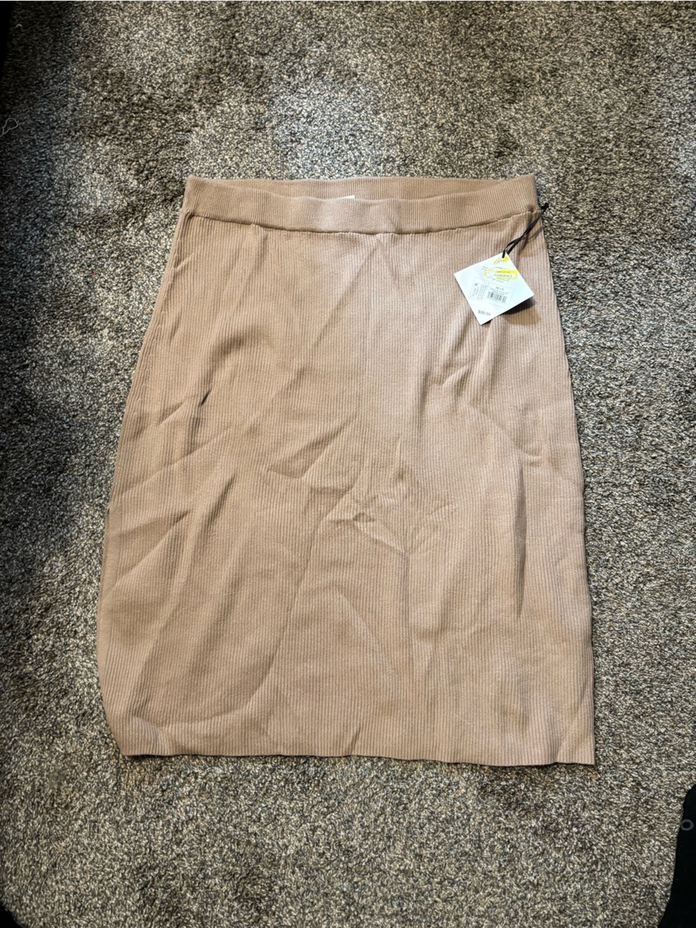 Ava & Viv Ribbed Pencil Skirt in Beige